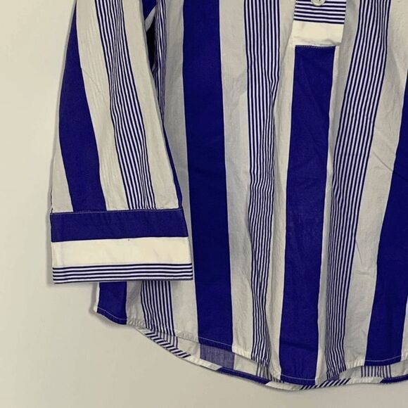 Re-imagined X J.Crew Women's Blue/White Stripes Quarter Button Long Sleeve Top S - Picture 3 of 8